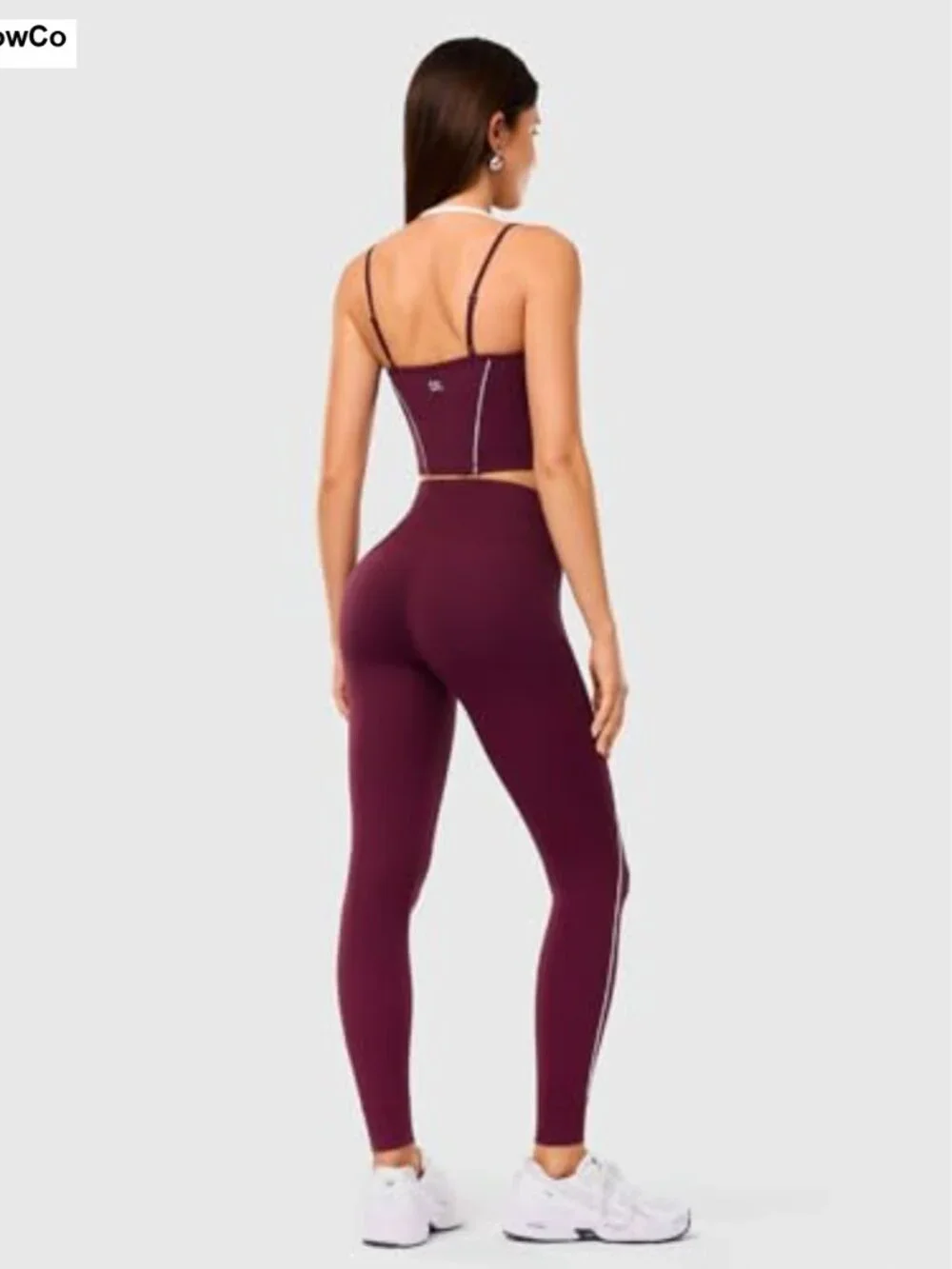 Nylon Spandex 2 Piece Workout Tank Top and Drawstring Seamless Leggings Set for